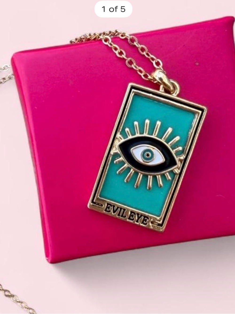 Evil Eye Necklace with Turquois Eye & Gold Accents & Chain NEW